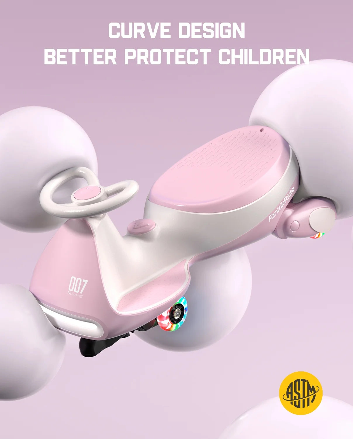 12V Electric Wiggle Car with Pedal, 2-In-1 Kids Ride-On Toy, Rechargeable Battery, 2-Speed, Anti-Rollover, Flashing Wheels, Bluetooth Music, for Ages 3+, 150 Lbs, Pinkish White