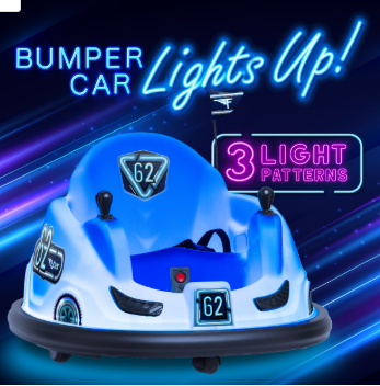 6V Blue Glow Bumper Car, Battery Powered Ride on for Children, Ages 1.5+, by