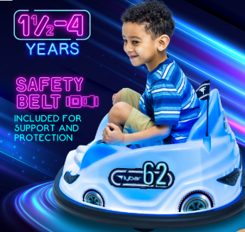 6V Blue Glow Bumper Car, Battery Powered Ride on for Children, Ages 1.5+, by