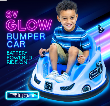 6V Blue Glow Bumper Car, Battery Powered Ride on for Children, Ages 1.5+, by