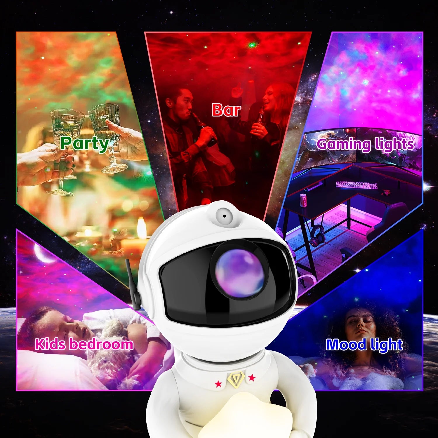 Astronaut Galaxy Projector Star Led Night Light for Bedroom Ceiling Kids Space Light
