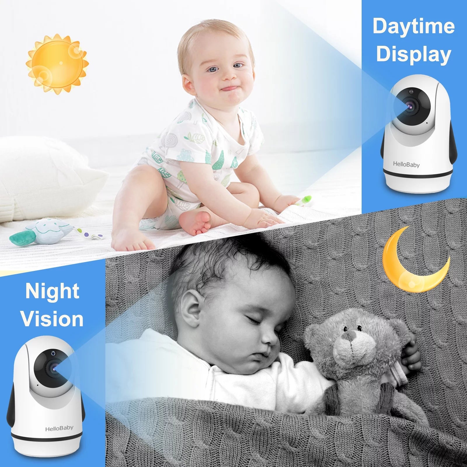HB6336 Baby Monitor – 3.2" Display, Camera & Audio, Remote Pan Zoom, Night Vision, 1000 Ft Range