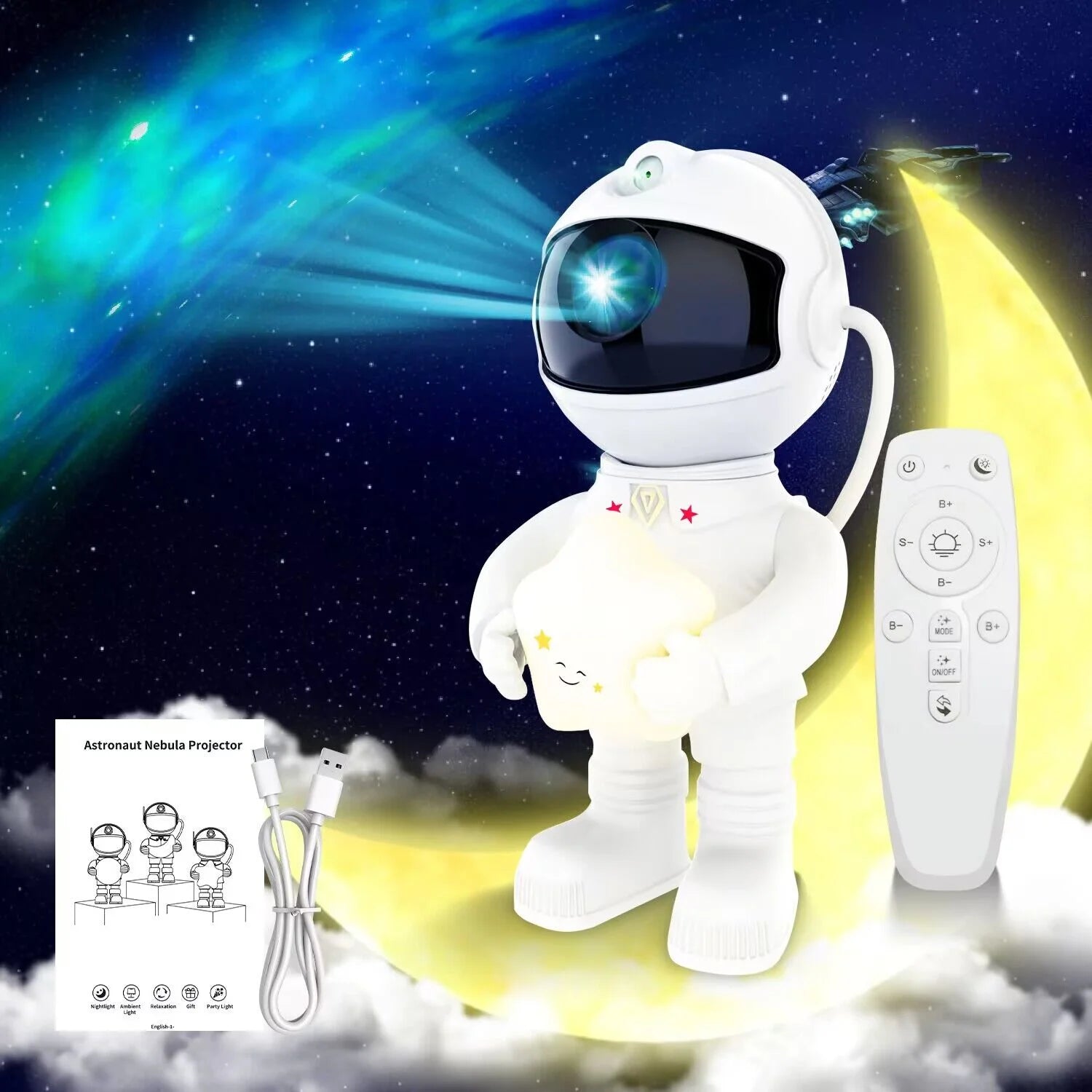 Astronaut Galaxy Projector Star Led Night Light for Bedroom Ceiling Kids Space Light
