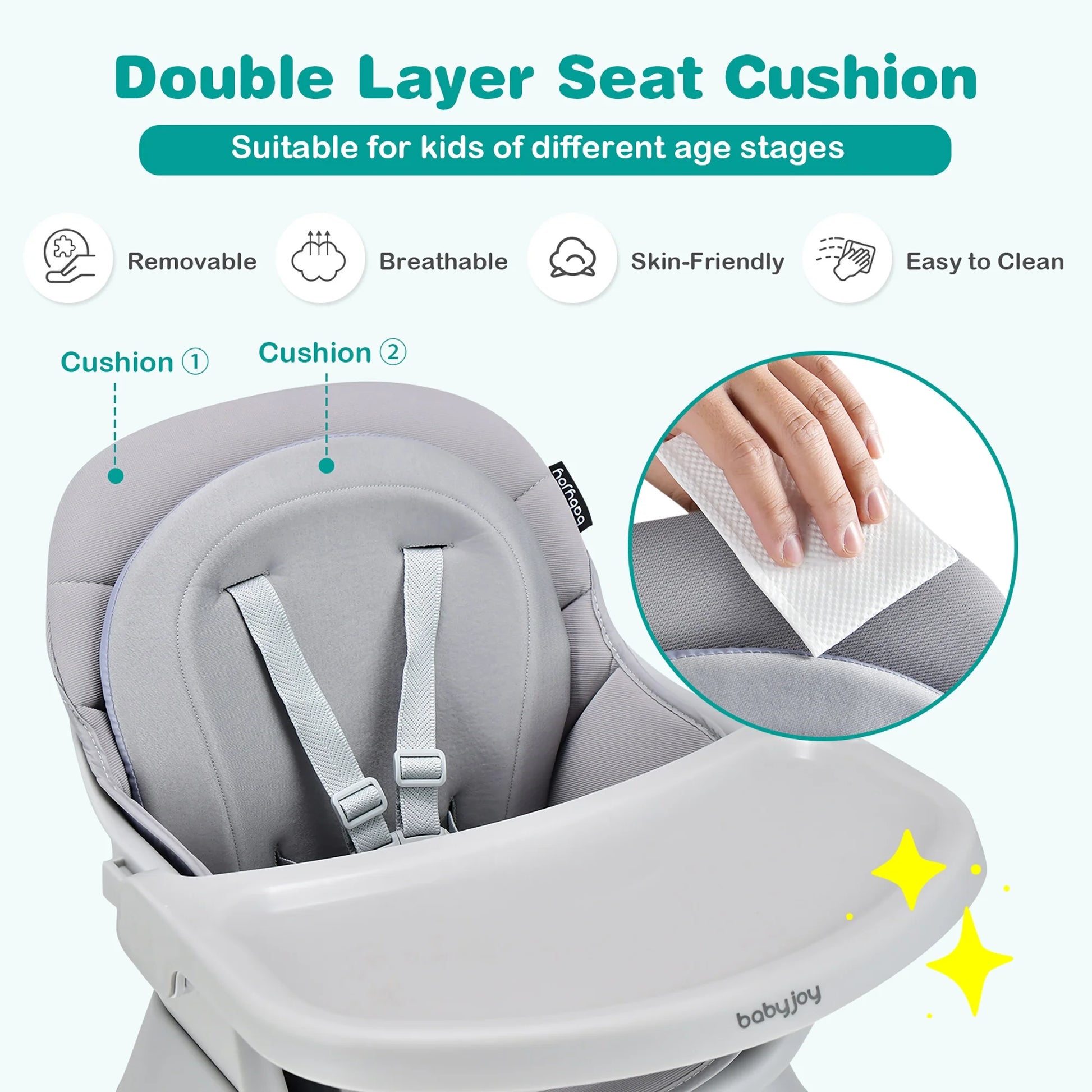 8-In-1 Baby High Chair Convertible Dining Booster Seat W/ Removable Tray Grey