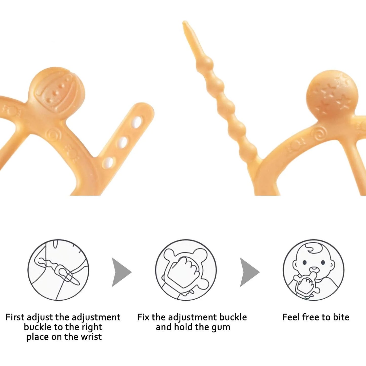 ​Silicone Teething Toy – Adjustable Wristband for Babies 3-12 Months