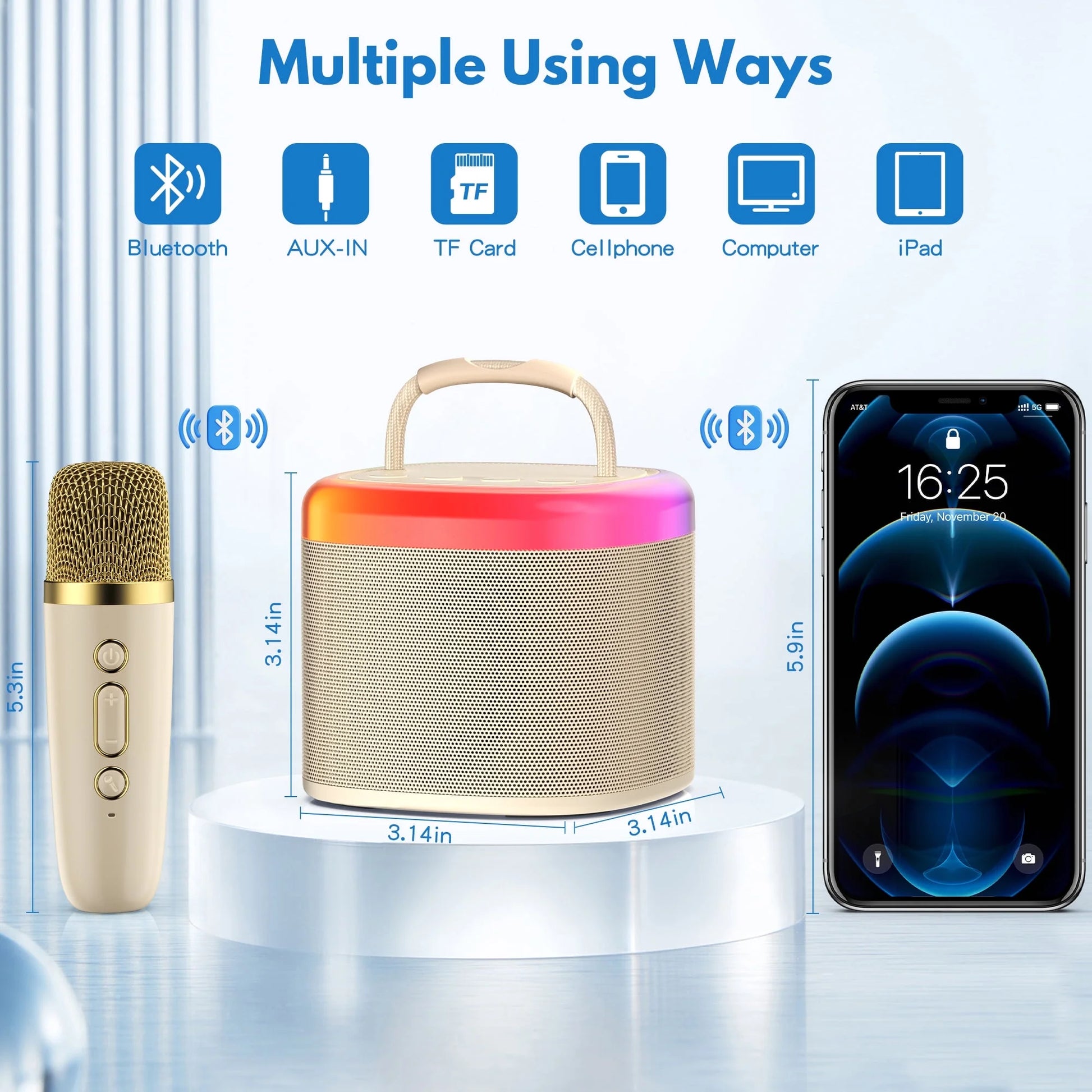 Portable Karaoke Machine – Bluetooth Speaker with Wireless Mics, for Kids & Adults