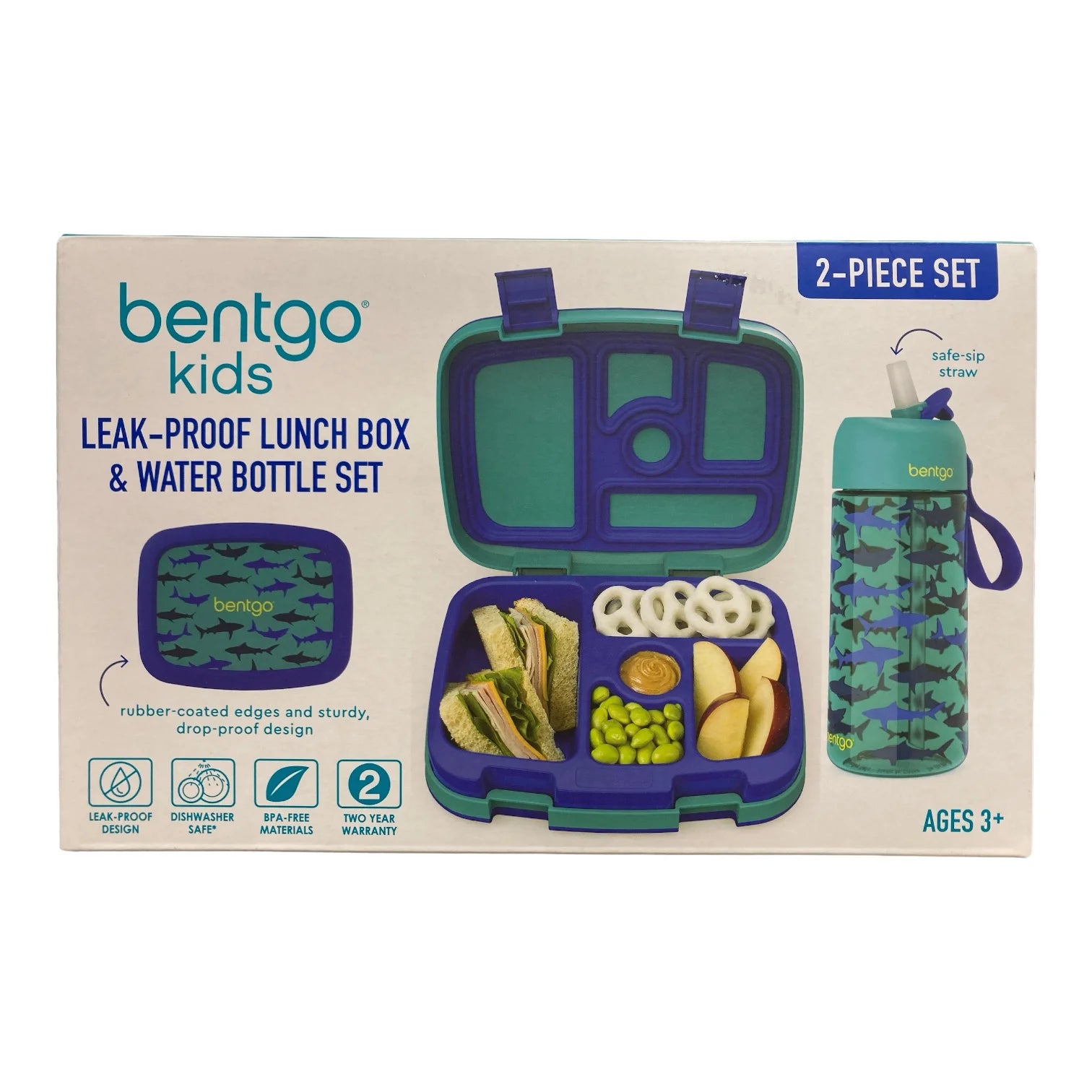 Kids Leak-Proof Lunch Box & Water Bottle Set (Shark)