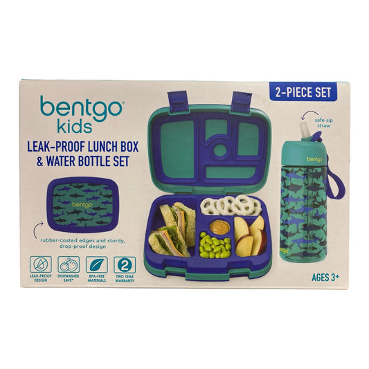 Kids Leak-Proof Lunch Box & Water Bottle Set (Shark)