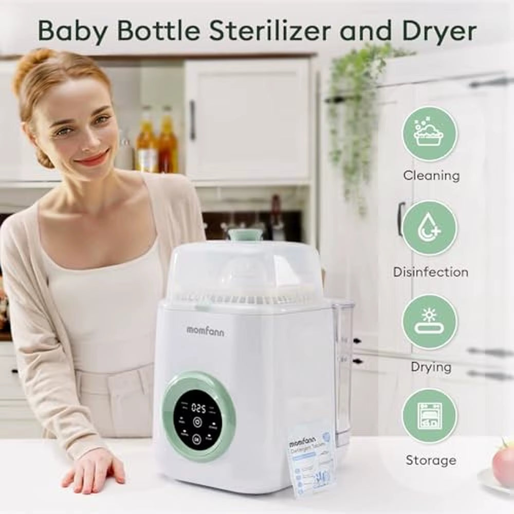 4-In-1 Baby Bottle Washer Sterilizer Dryer Green Clean Sterilize Dry & Store Bottles & Accessories in One Machine Time & Effort