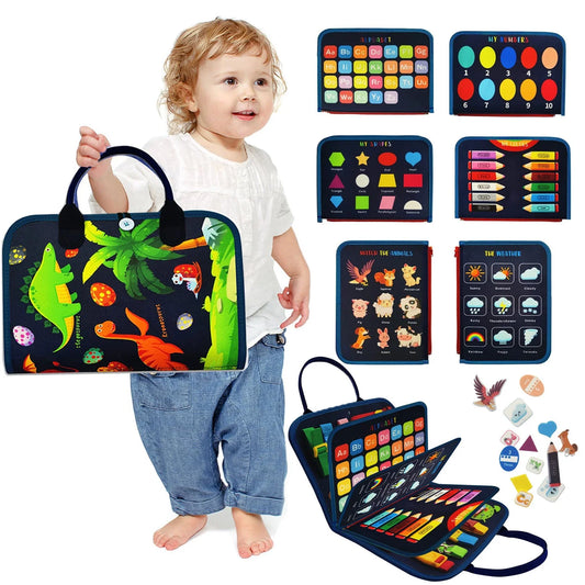 Busy Board for Toddlers, Montessori Toys for 1 2 3 4 5 Year Old, Sensory Board for Learning Fine Motor Skills Toys, Preschool Learning and Travel Toys for Boys Girls