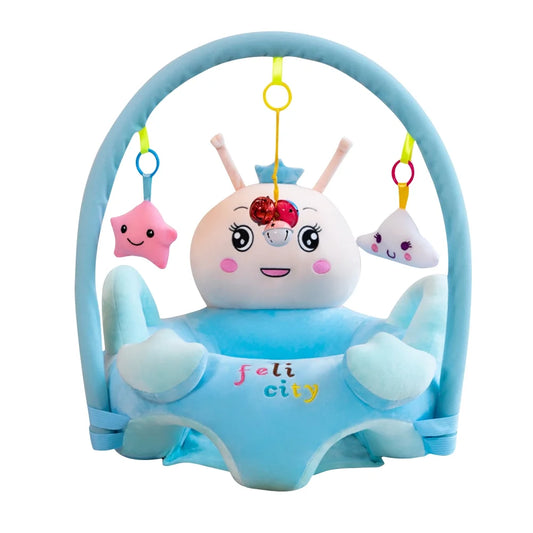 Cartoon Baby Infant Learning Sit Chair Baby Support Seat (Blue W/ Pole)