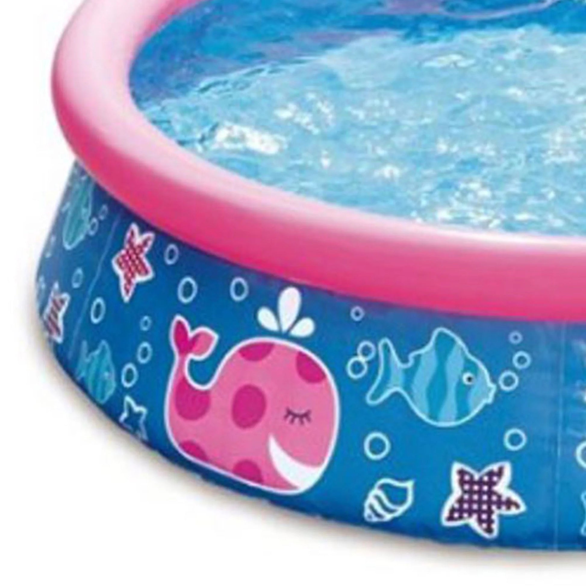 Quick Set 5Ft X 15In round Inflatable Ring Kiddie Pool, Pink Whale