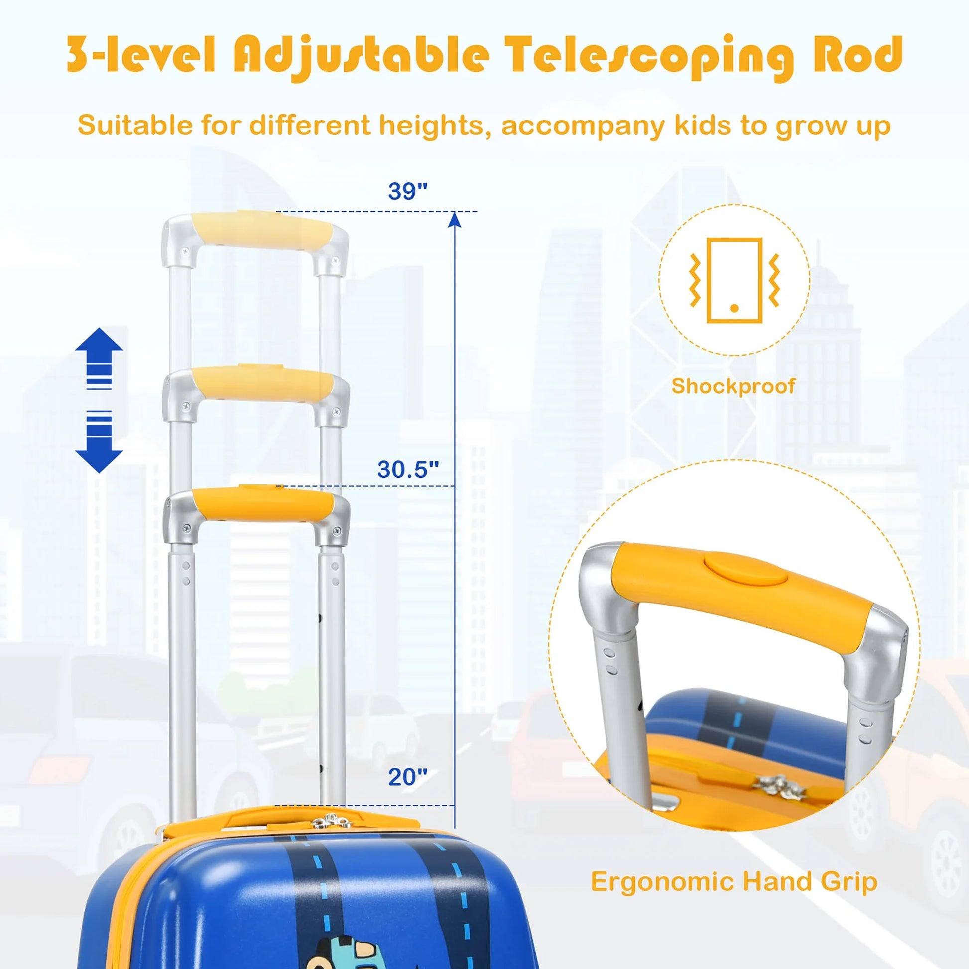 2PC Kids Carry on Luggage Set 12'' Backpack & 18'' Rolling Suitcase for Travel