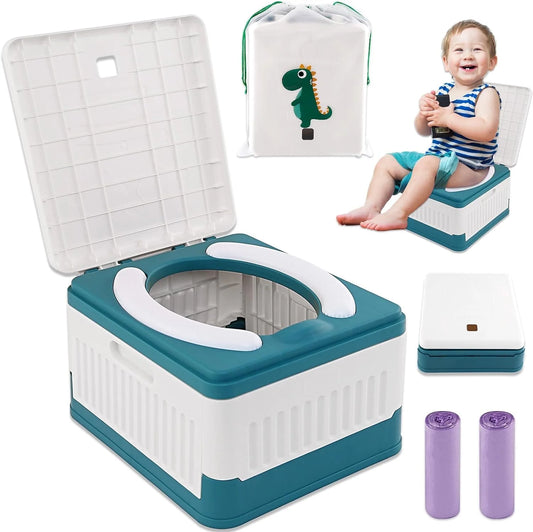 Portable Potty for Toddler Travel, Foldable Travel Potty Training Toilet Seat for Kids Boys Girls with 30 Disposable Bags