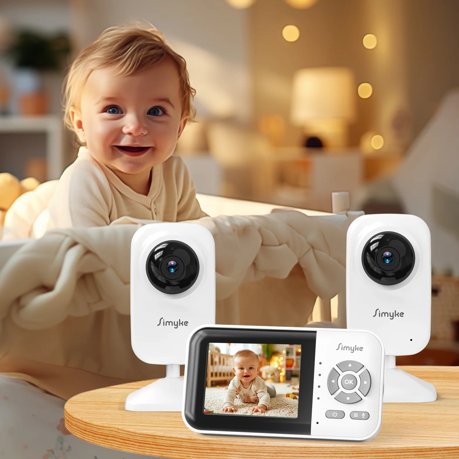 Upgrade Video Baby Monitor with 2 Cameras and Audio 2.8" LCD Screen, Night Vision, APP, 2 Way Talk, 1200Ft Long Range, Feeding Clock, Temperature Detection, Portable Wireless Baby Cam Home Use