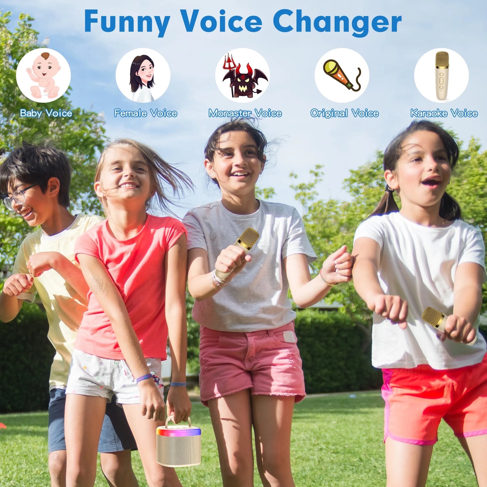 Portable Karaoke Machine – Bluetooth Speaker with Wireless Mics, for Kids & Adults