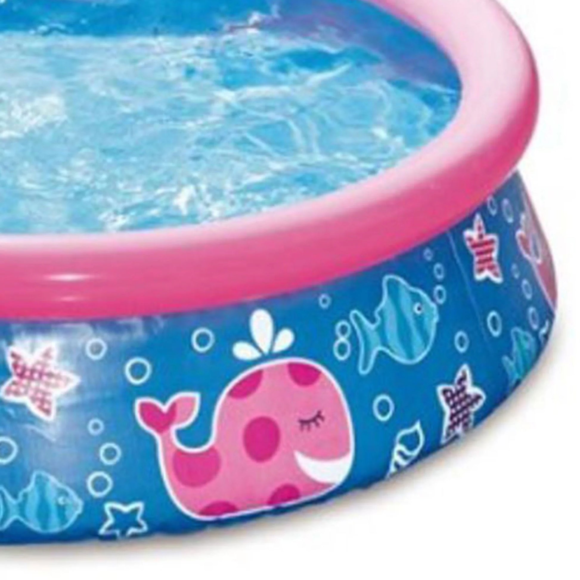 Quick Set 5Ft X 15In round Inflatable Ring Kiddie Pool, Pink Whale