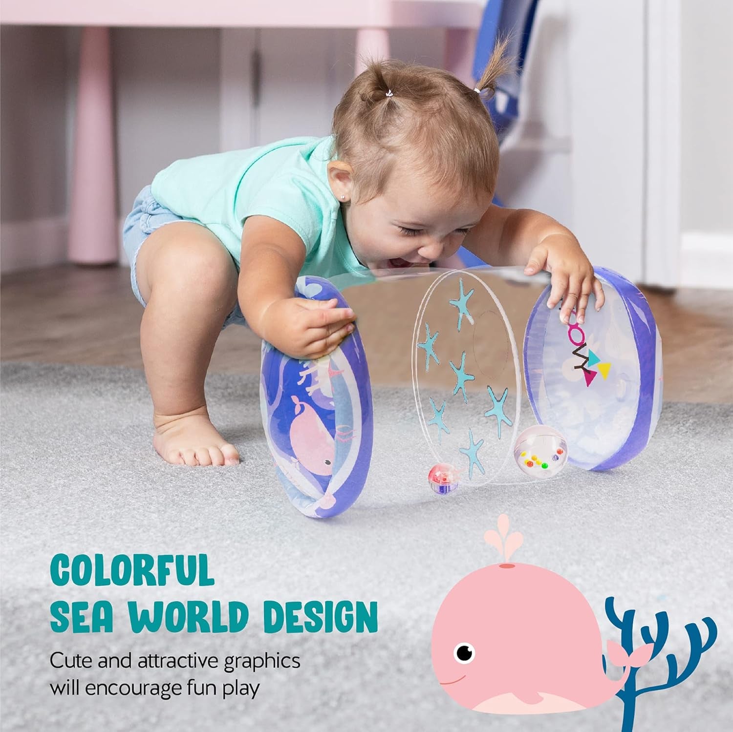 Infant Crawling Toys | Toys for Crawling Babies | Crawling Toys for Babies 6-12 Months | Beginner Crawl along Baby Roller | Drop Maze Tummy Time Activity Center | Early Development Jumbo Roller