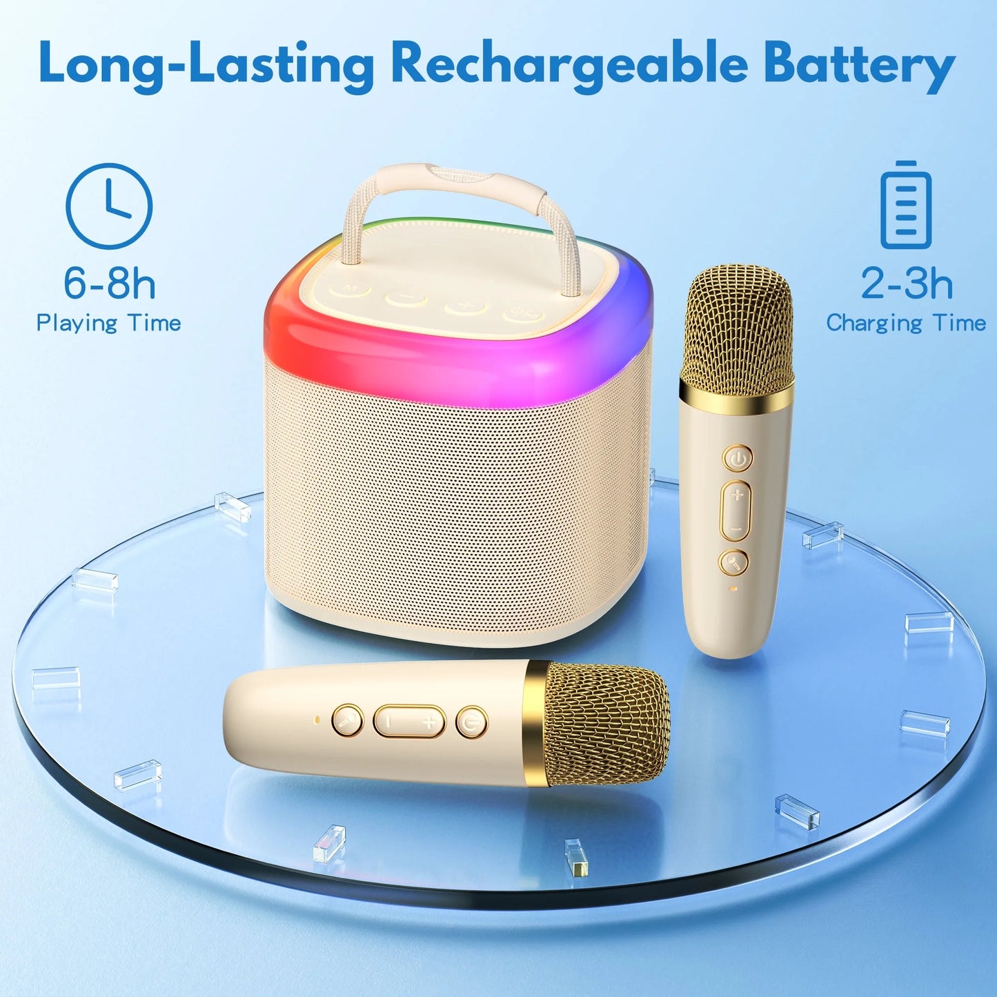 Portable Karaoke Machine – Bluetooth Speaker with Wireless Mics, for Kids & Adults