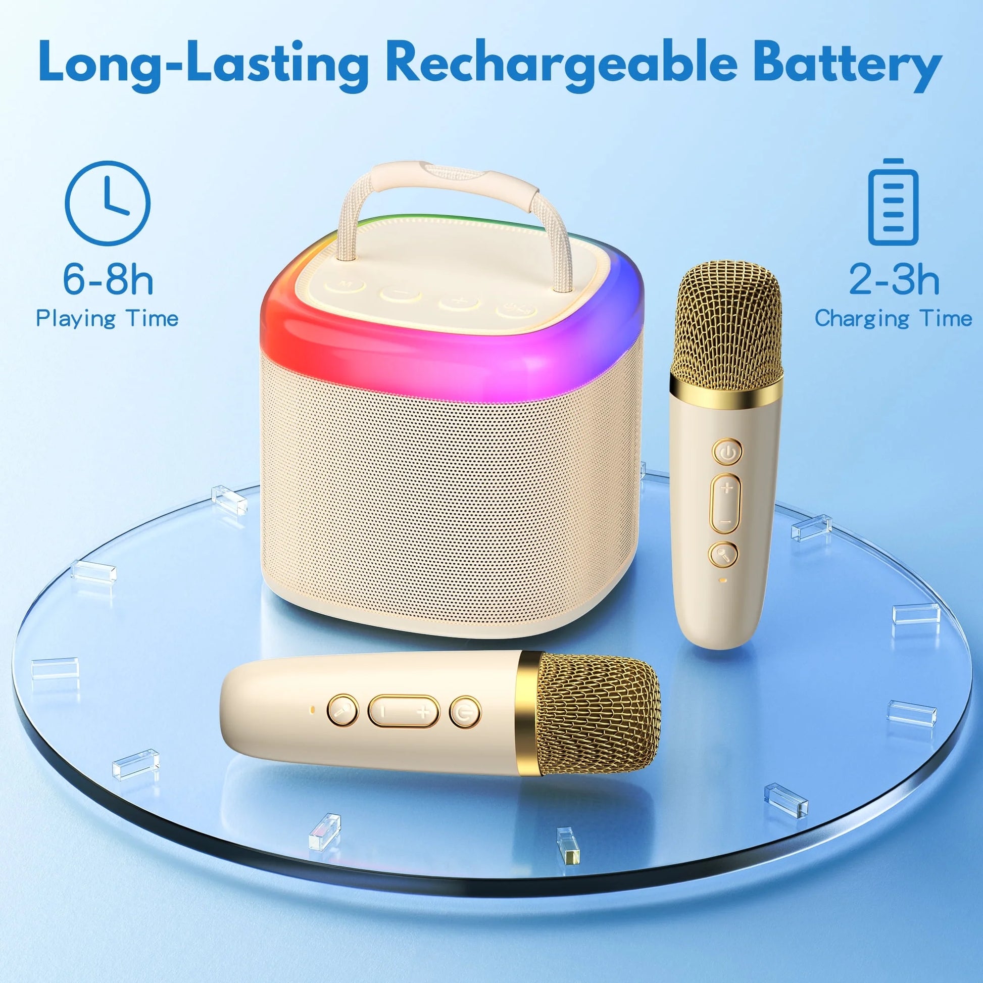 Portable Karaoke Machine – Bluetooth Speaker with Wireless Mics, for Kids & Adults