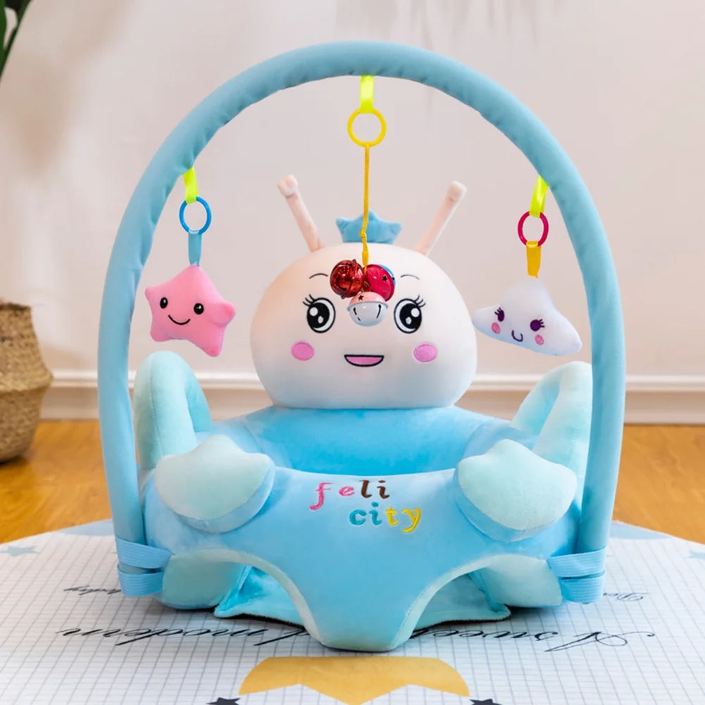 Cartoon Baby Infant Learning Sit Chair Baby Support Seat (Blue W/ Pole)