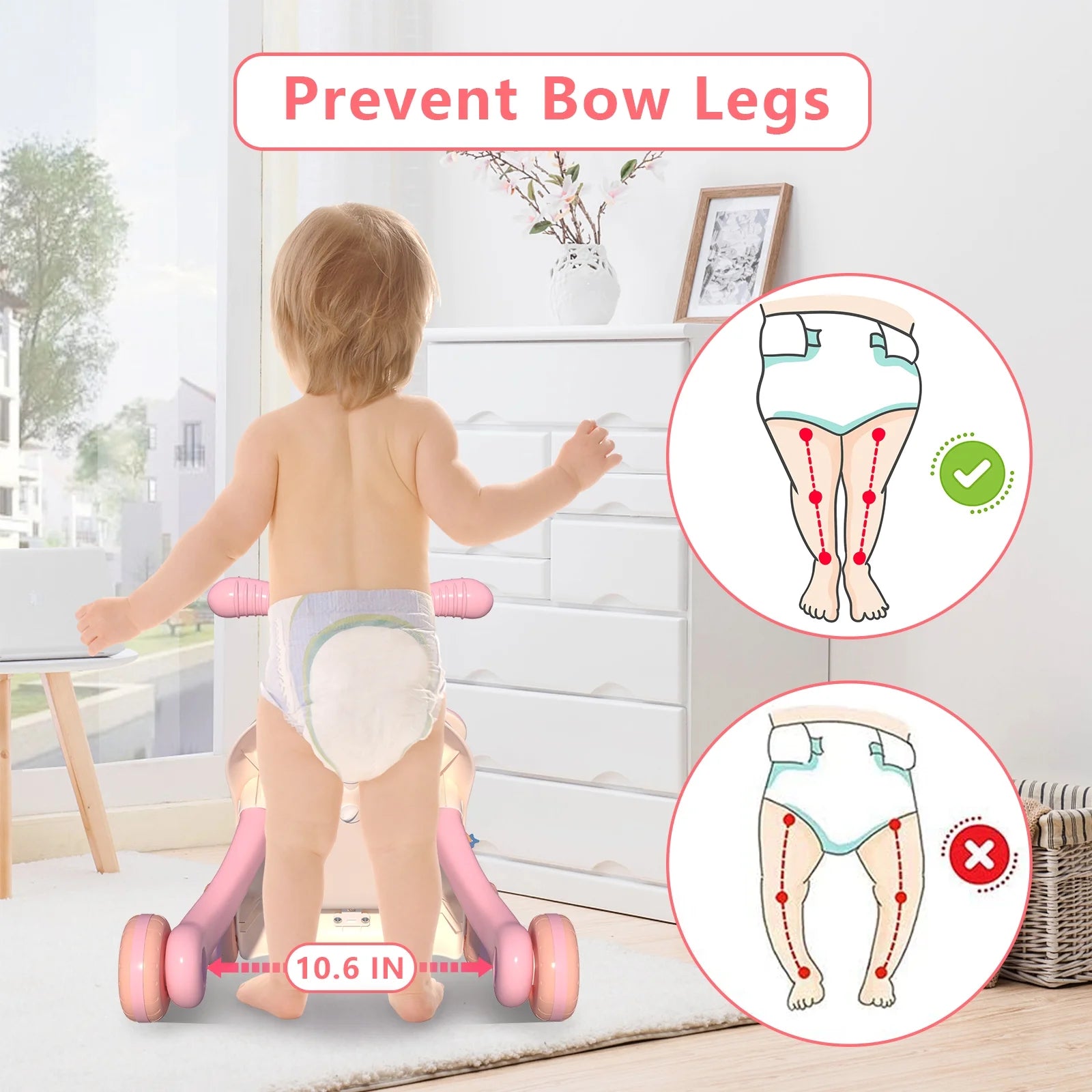 Walker for Baby Girl, Baby Push Walkers for Babies, 3 in 1 Push Toys, Baby Walker Table and Activity Center, Early Learning Toy for Kids Infant 6-12 Months, Pink for Babies Learning to Walk