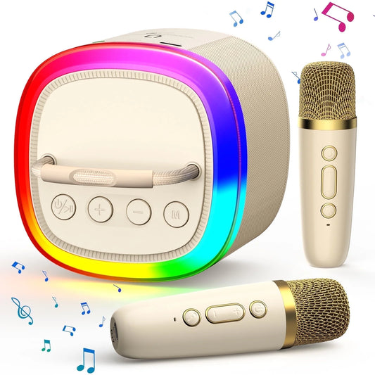 Portable Karaoke Machine – Bluetooth Speaker with Wireless Mics, for Kids & Adults