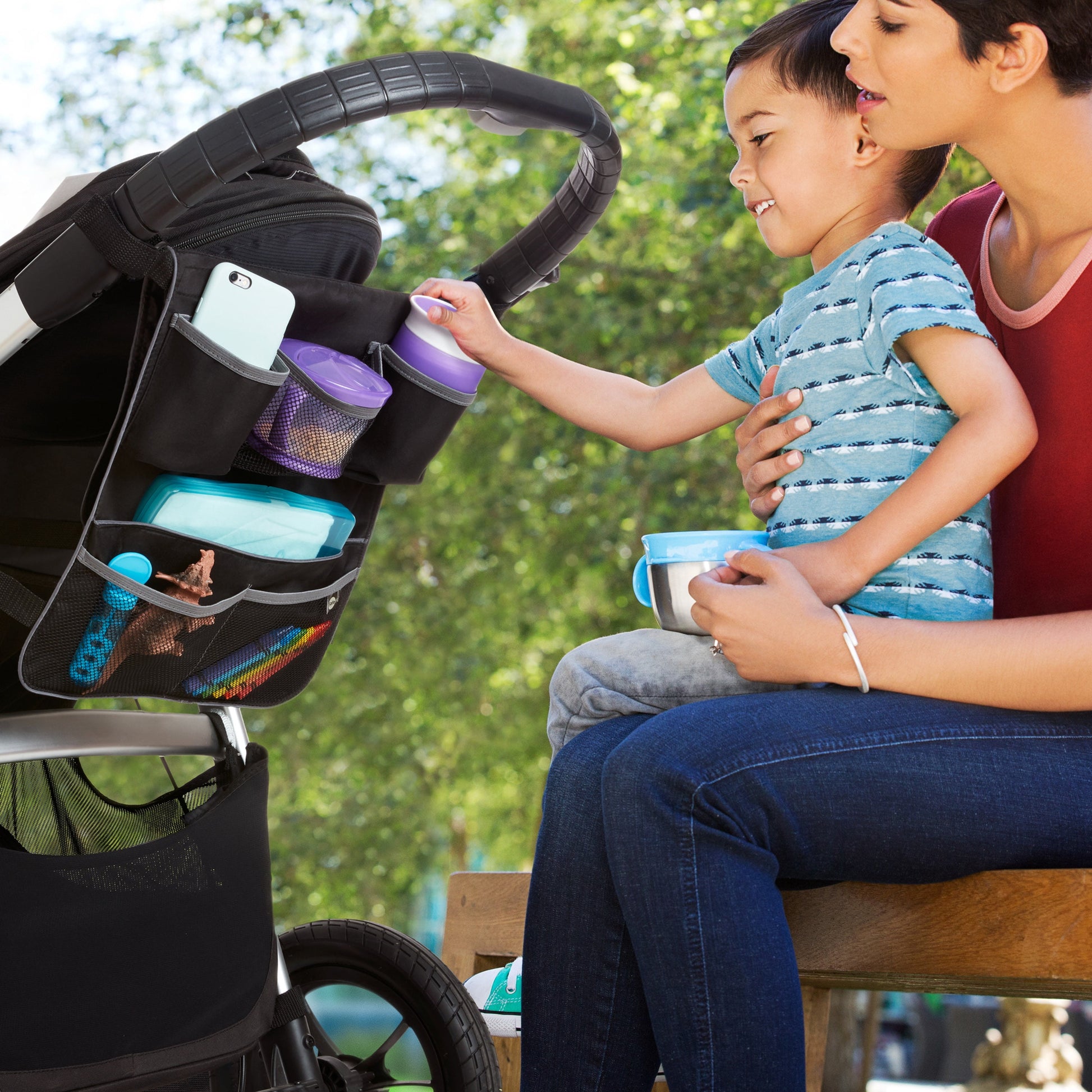 ® 2-in-1 Car Backseat & Stroller Organizer – Black, Unisex