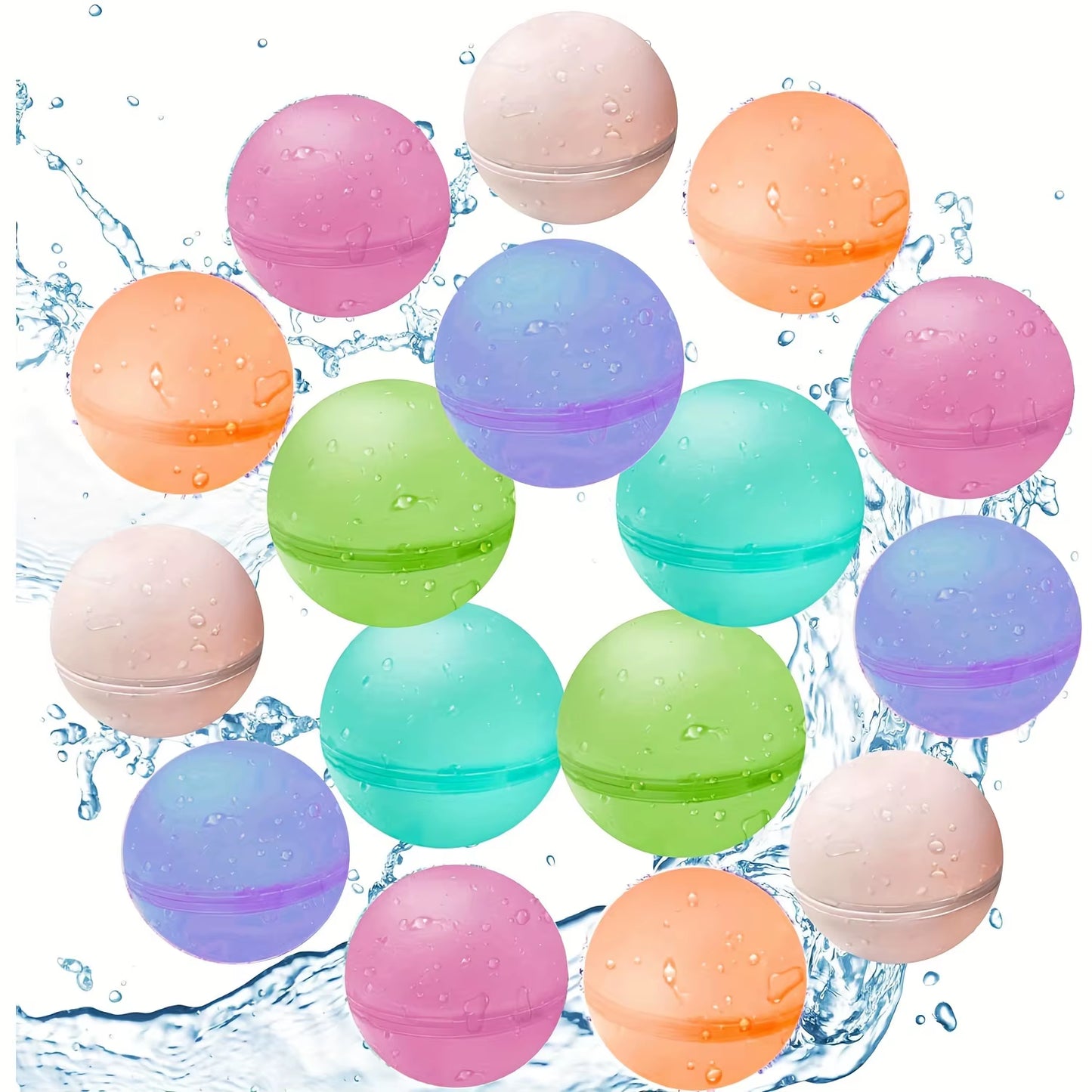 12Pcs Reusable Water Balloons Soft Silicone Water Bomb Non-Magnetic Water Balls Summer Pool Beach Outdoor Party Game Water Toy