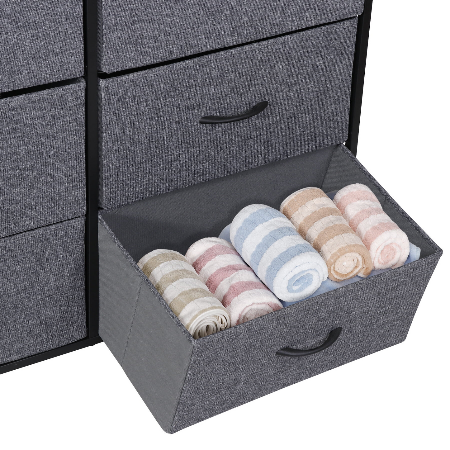 9-Drawer Dresser Steel Frame Wood Top Tall Chest Organizer, Gray