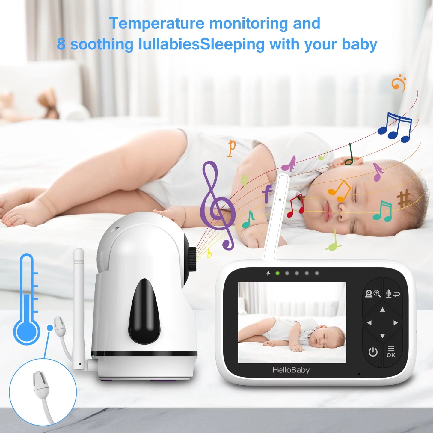 HB6336 Baby Monitor – 3.2" Display, Camera & Audio, Remote Pan Zoom, Night Vision, 1000 Ft Range