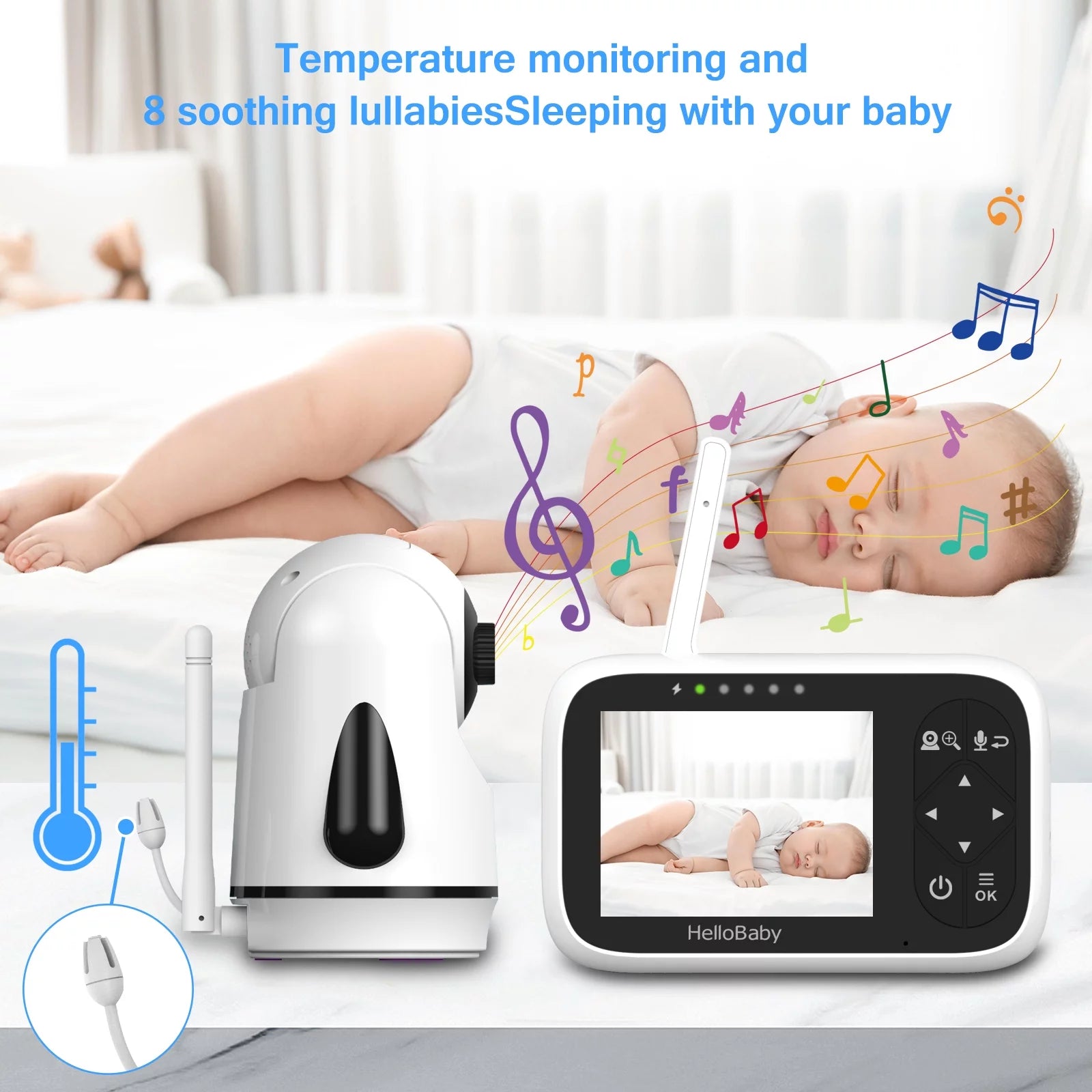HB6336 Baby Monitor – 3.2" Display, Camera & Audio, Remote Pan Zoom, Night Vision, 1000 Ft Range