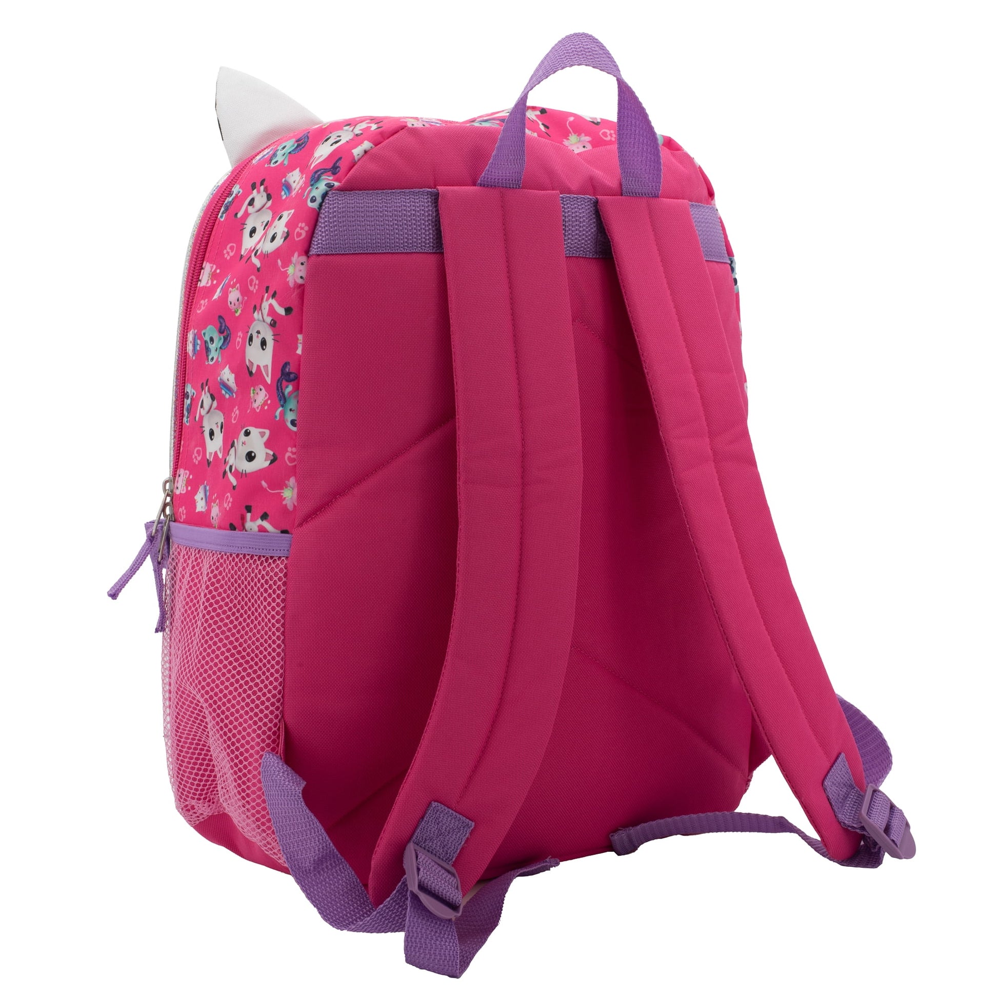 Gabby'S Doll House 4 Piece Backpack Set, Flip Sequin School Bag for Girls with Front Zip Pocket , Foam Mesh Side Pockets, Insulated Lunch Box, Water Bottle, & Squish Ball Dangle, Pink