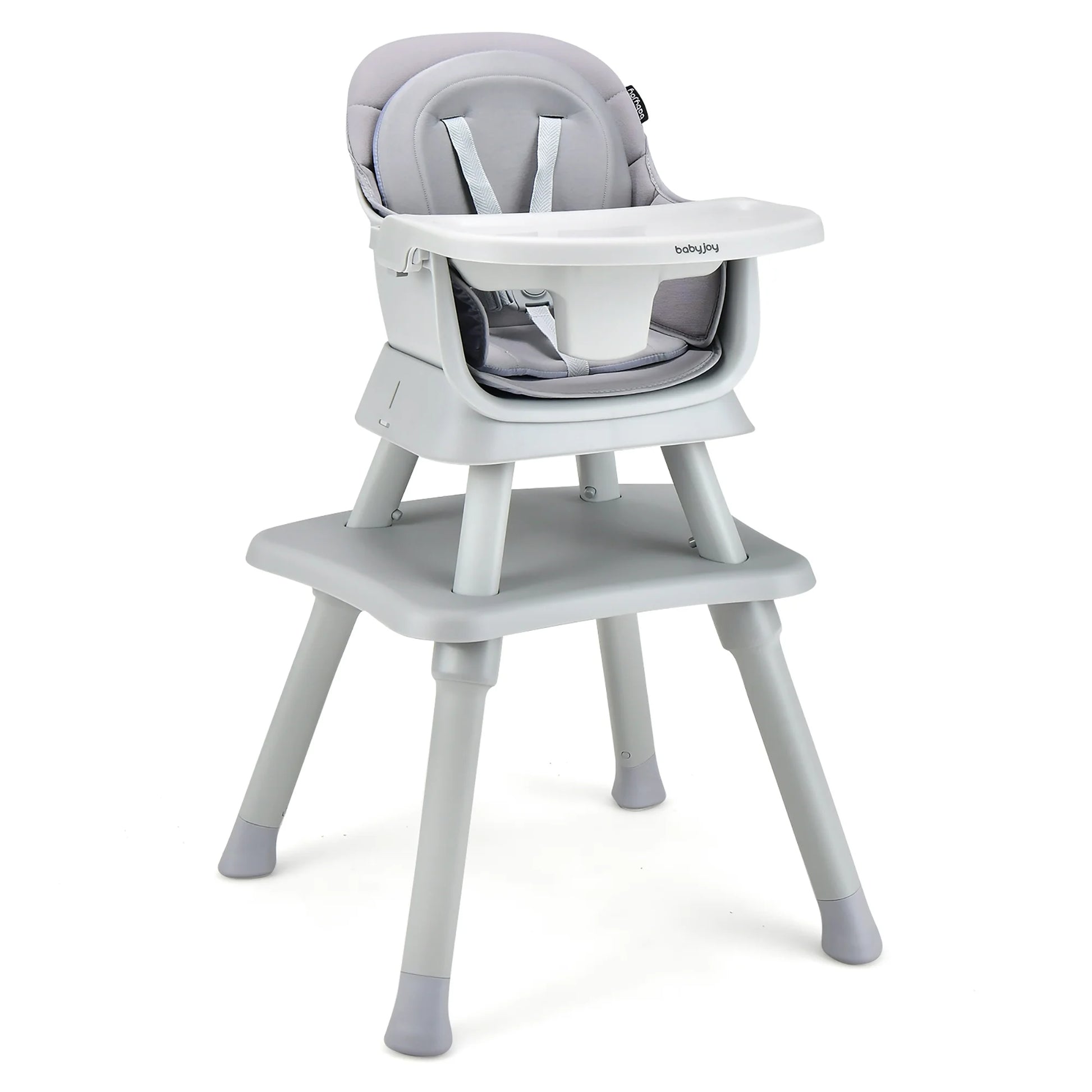 8-In-1 Baby High Chair Convertible Dining Booster Seat W/ Removable Tray Grey