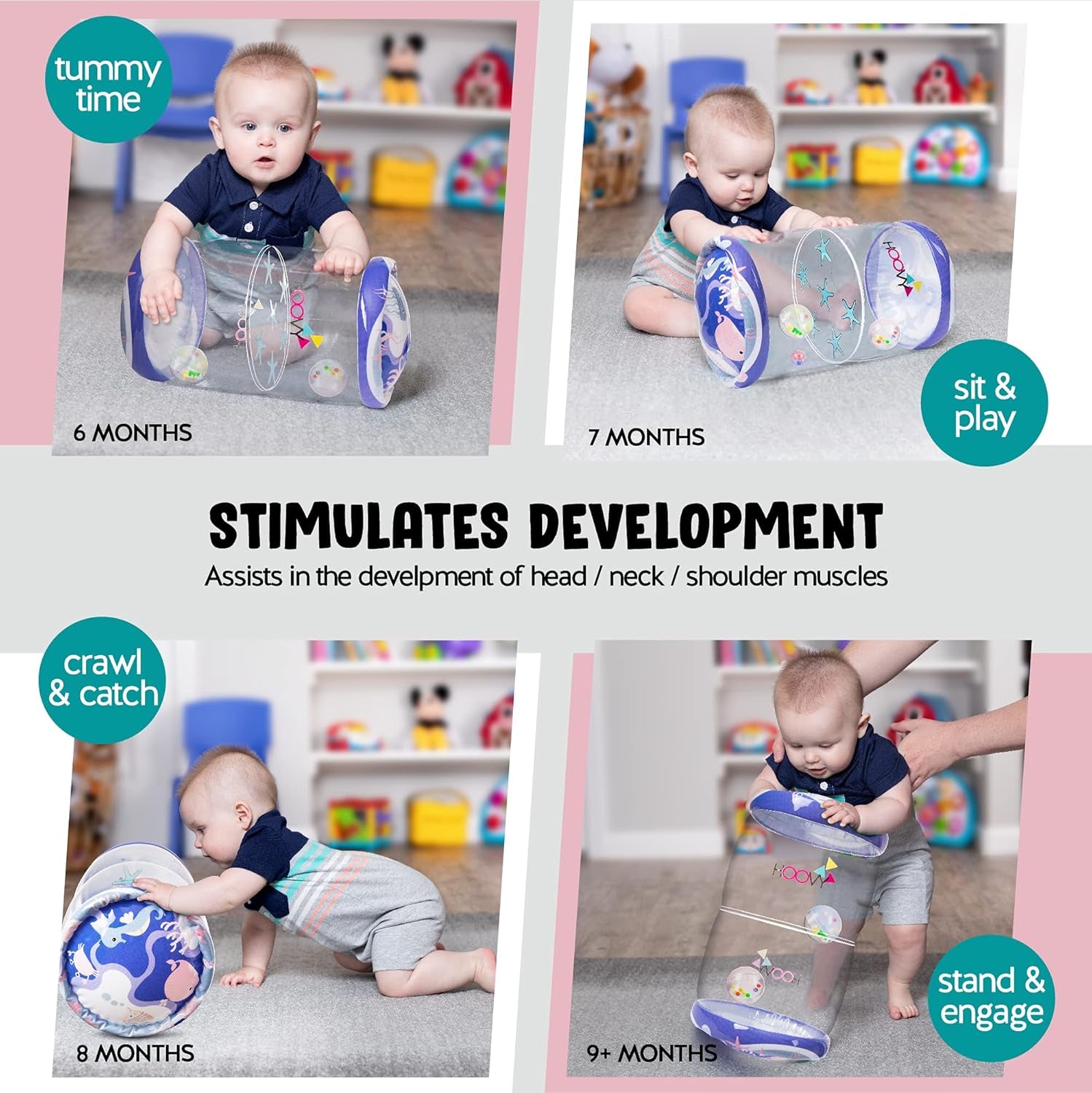Infant Crawling Toys | Toys for Crawling Babies | Crawling Toys for Babies 6-12 Months | Beginner Crawl along Baby Roller | Drop Maze Tummy Time Activity Center | Early Development Jumbo Roller