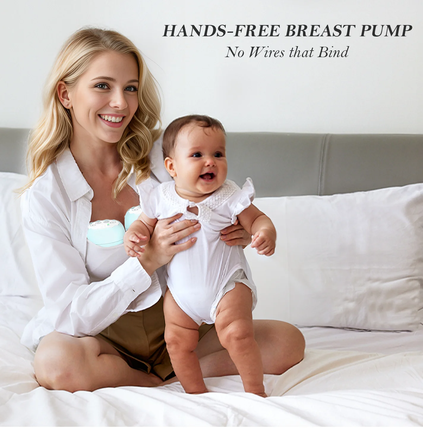 Electric Breast Pump,  Wearable Breast Pump, Hands-Free Breast Pumps with 3 Modes, 9 Levels, Blue