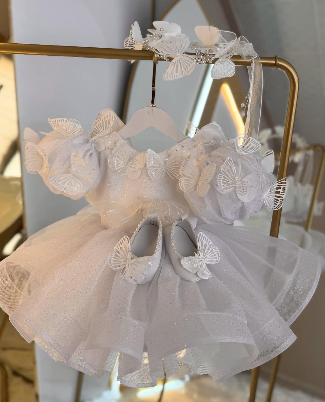 White Butterfly Dress with Headpiece