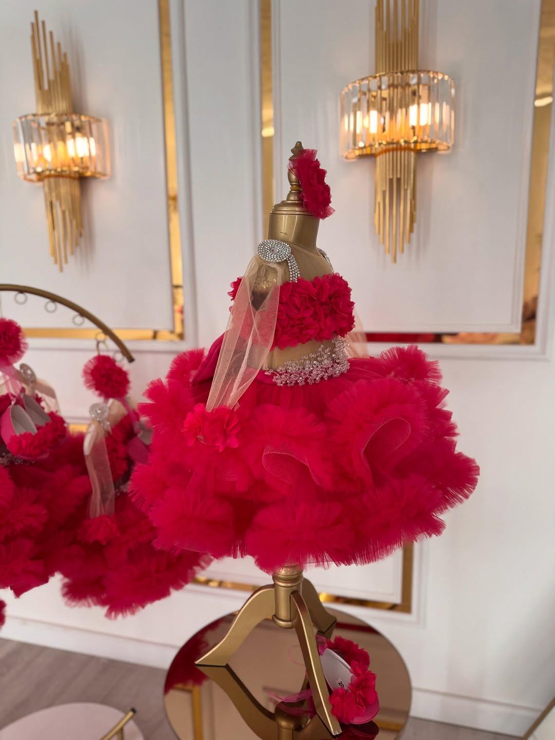 Hot Pink Floral Pearl Princess Dress Set