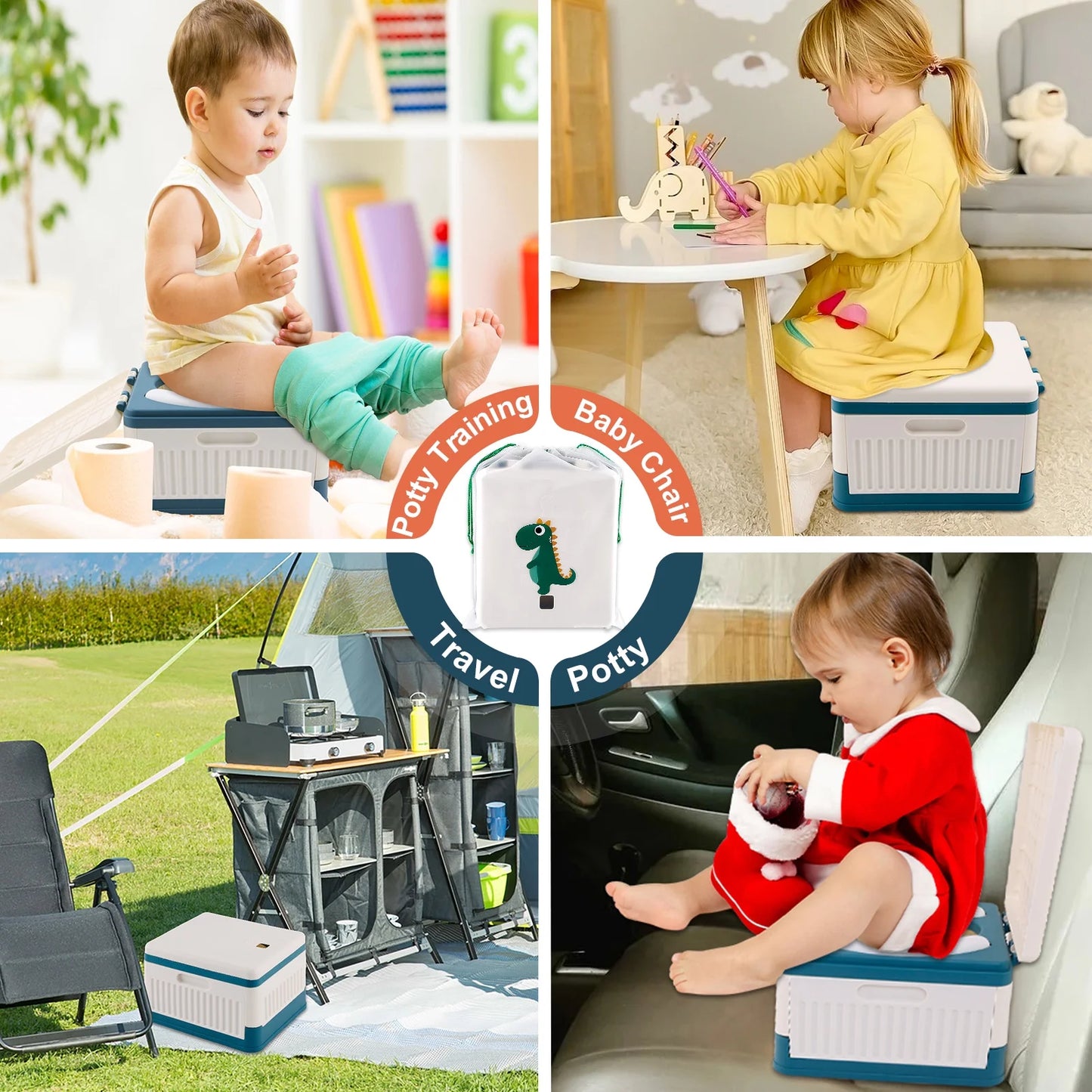 Portable Potty for Toddler Travel, Foldable Travel Potty Training Toilet Seat for Kids Boys Girls with 30 Disposable Bags