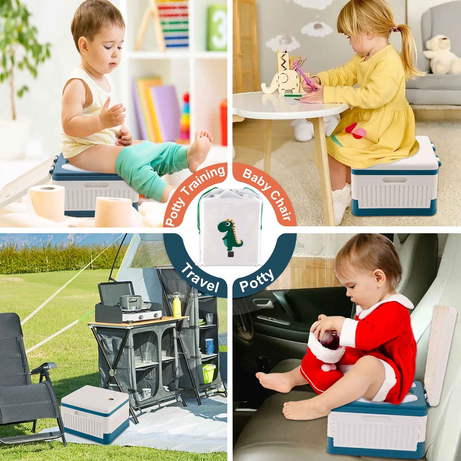 Portable Potty for Toddler Travel, Foldable Travel Potty Training Toilet Seat for Kids Boys Girls with 30 Disposable Bags