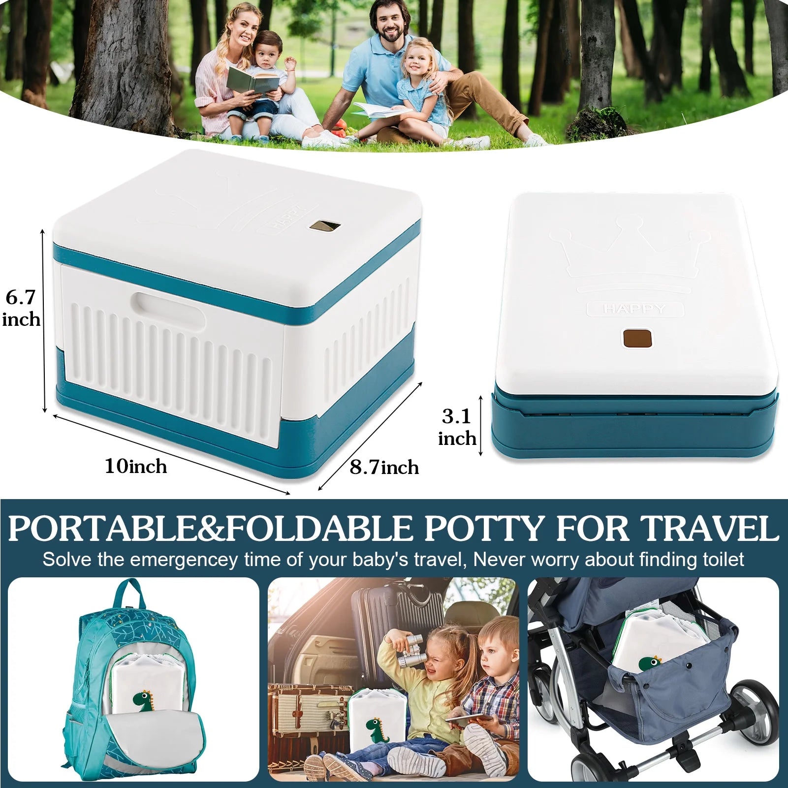 Portable Potty for Toddler Travel, Foldable Travel Potty Training Toilet Seat for Kids Boys Girls with 30 Disposable Bags