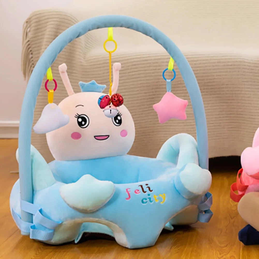 Cartoon Baby Infant Learning Sit Chair Baby Support Seat (Blue W/ Pole)