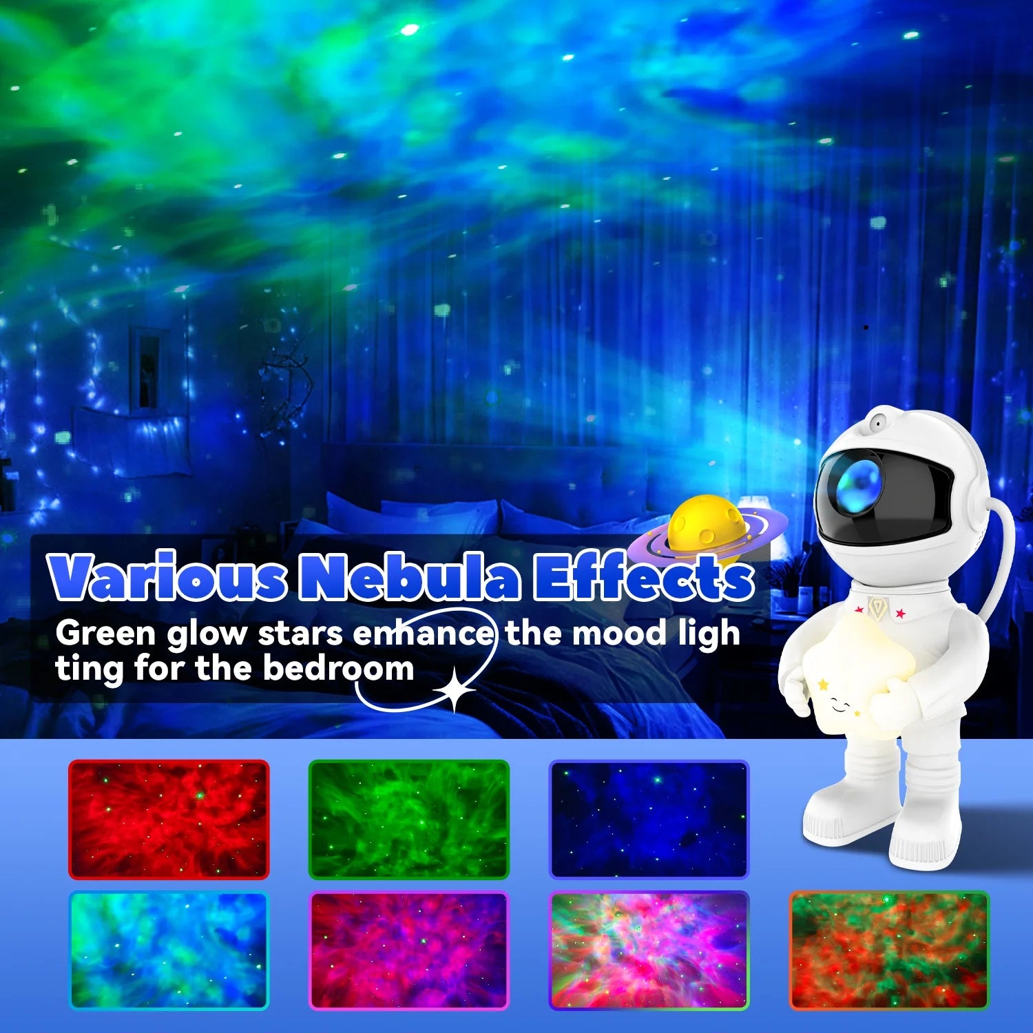 Astronaut Galaxy Projector Star Led Night Light for Bedroom Ceiling Kids Space Light