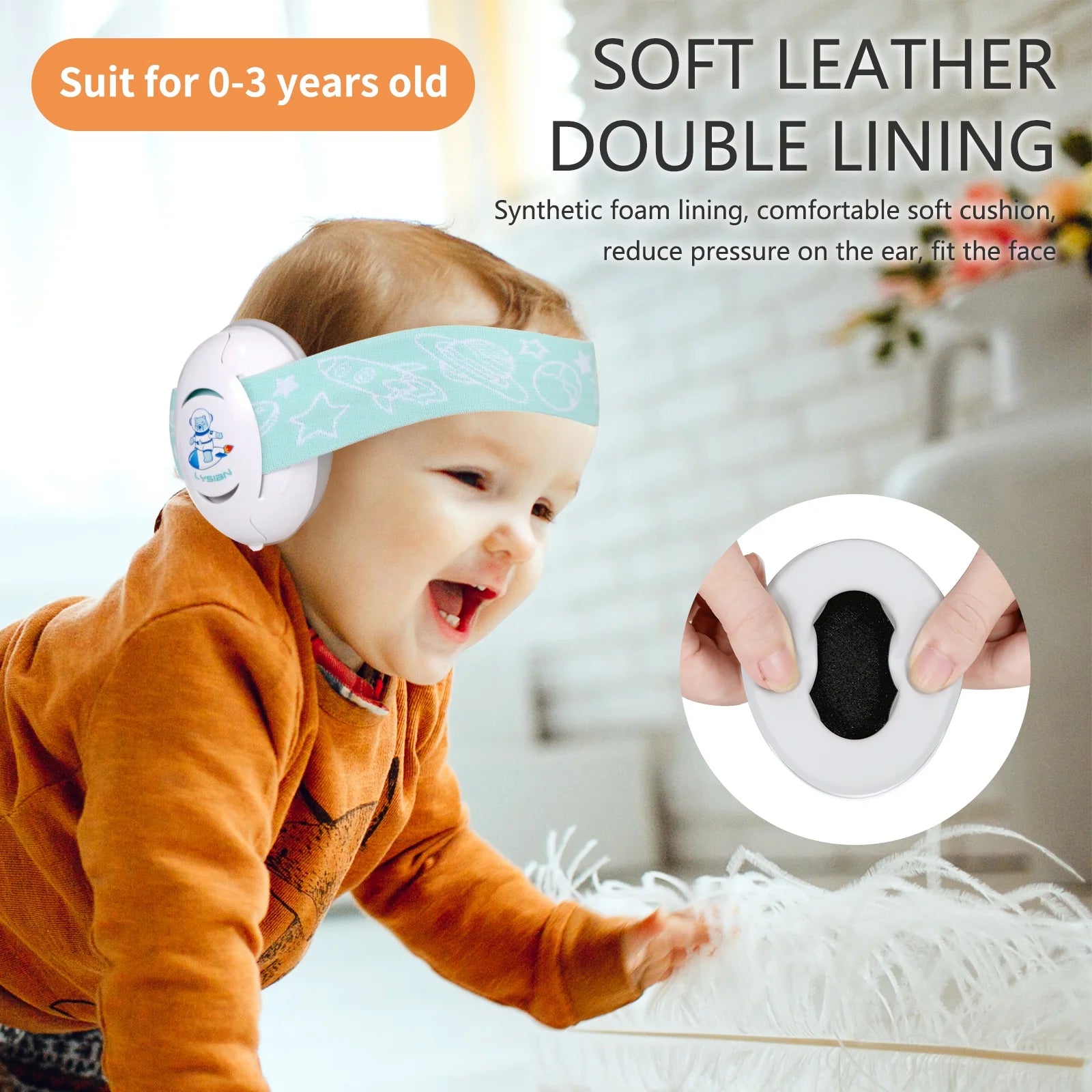 Baby Earmuffs Noise Cancel Hearing Protection Headphone, White