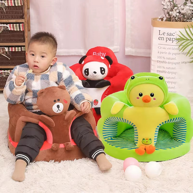 Cute Baby Sofa Support Seat Cover Plush Chair Learningto Sit Feeding Chair Comfortable Toddler Nest Puff Washable without Filler