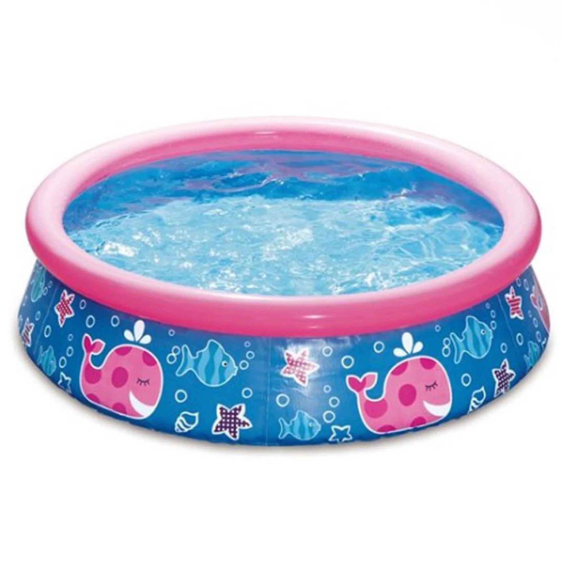 Quick Set 5Ft X 15In round Inflatable Ring Kiddie Pool, Pink Whale