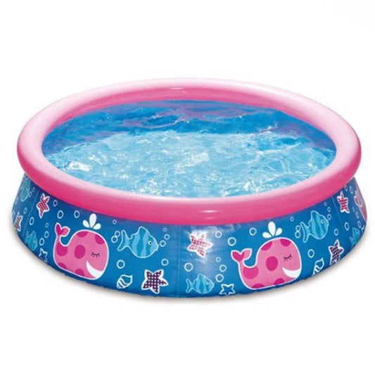 Quick Set 5Ft X 15In round Inflatable Ring Kiddie Pool, Pink Whale