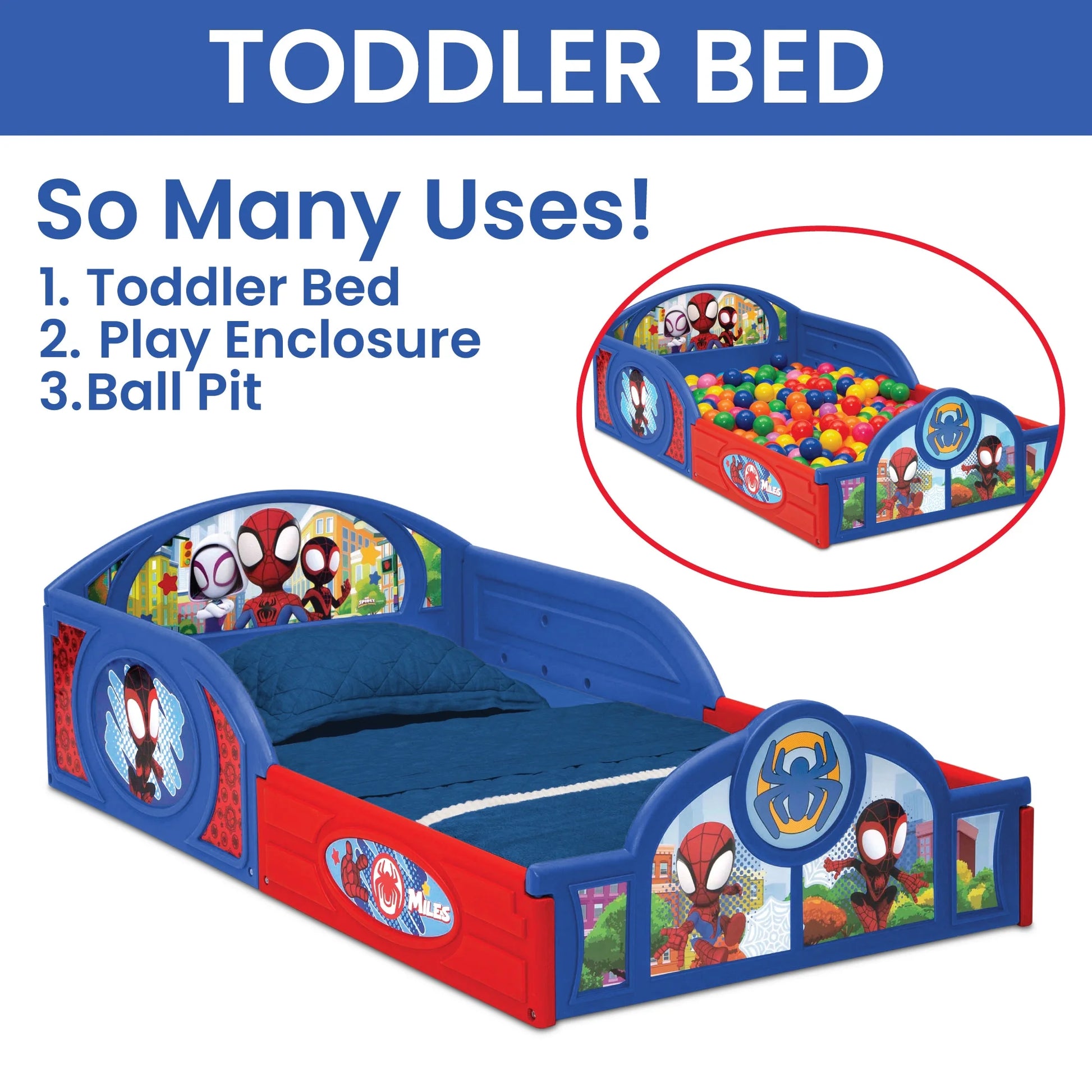 Spidey and His Amazing Friends 3-Piece Toddler Bedroom Set by , Blue