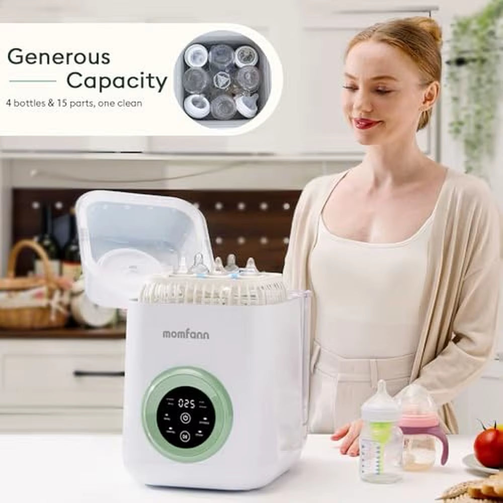 4-In-1 Baby Bottle Washer Sterilizer Dryer Green Clean Sterilize Dry & Store Bottles & Accessories in One Machine Time & Effort