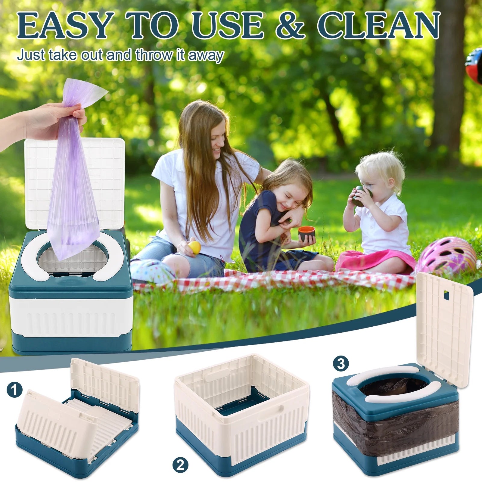 Portable Potty for Toddler Travel, Foldable Travel Potty Training Toilet Seat for Kids Boys Girls with 30 Disposable Bags